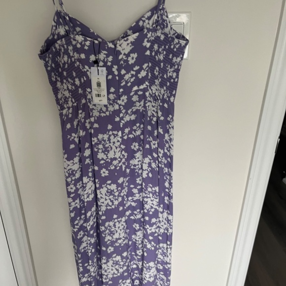 Midi cami dress with slit purple and white flower print - Picture 2 of 11